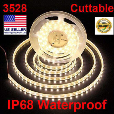 32ft High Quality 3528 SMD Warm White LED Flexible Strip Lights IP68 Waterproof