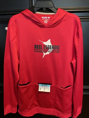 REEL LEGENDS ''FIRST MATE'' MEN'S HOODIE SWEATSHIRT BARBERRY SIZE: MEDIUM