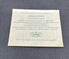 Original ROLEX Vintage Box Card MILGAUSS CIGARETTES Zigaretten Karte FR