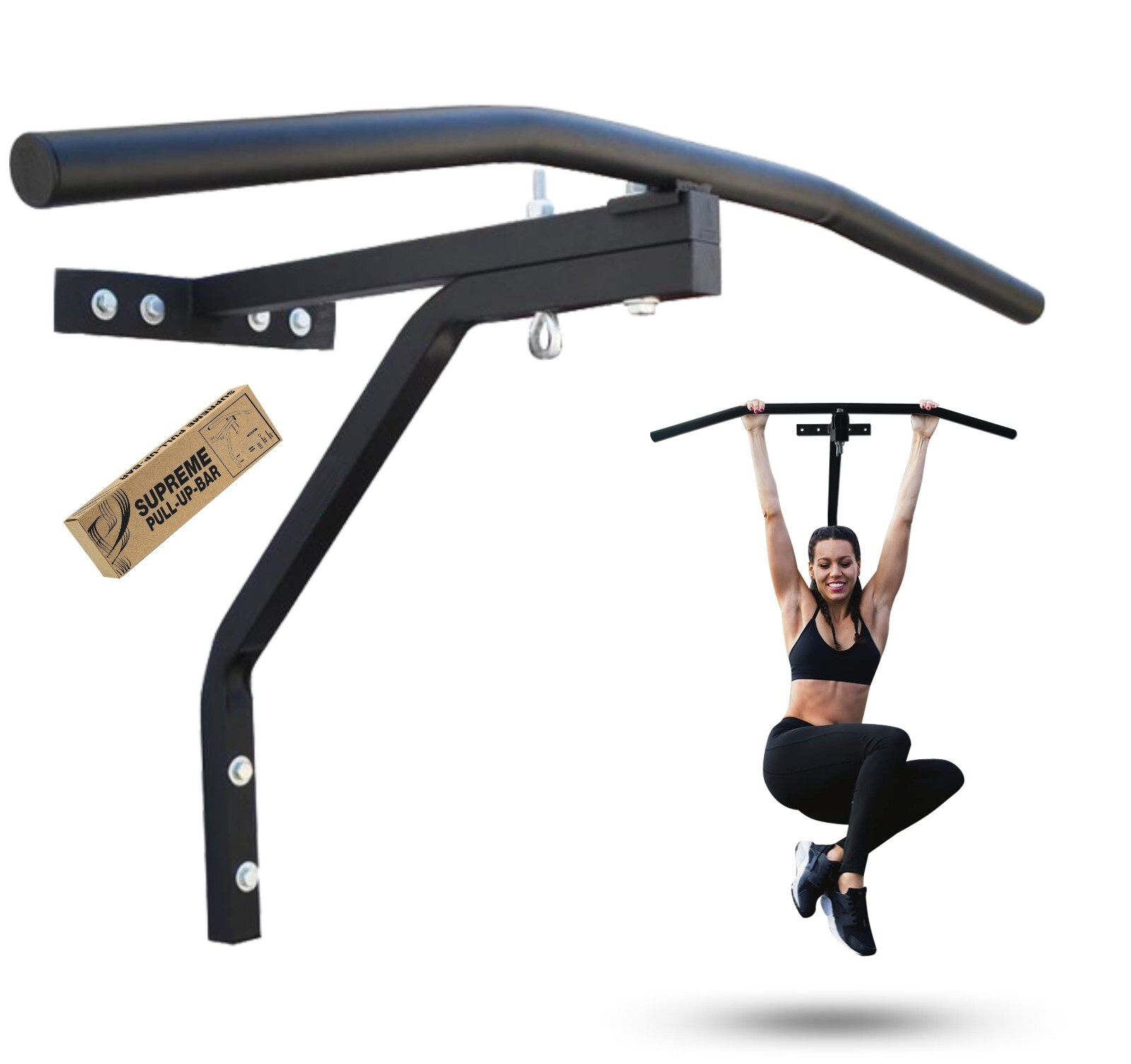 Boxing Wall Mounted Pull-Up Bar with Punch Bag Bracket – Home Gym Fitness Setup