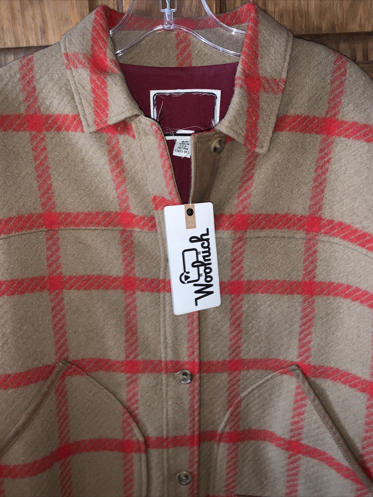 Woolrich-Womens Medium-camel/window Pane Sample Coat/jacket Vintage/rare image 2