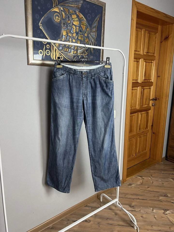 Pantalones de mezclilla rectos de lino azul Brioni talla 46 - Imagen 2 de 4