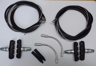 Fahrrad Bremszug Innendraht Außengehäuse Schlaufe & Nudel & Belag Block Schuh Set