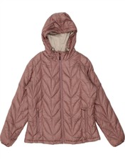 Eddie Bauer Womens Hooded Padded Jacket Uk 16 Large Pink Nylon An01
