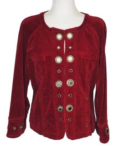 Laugh A Little LAL Größe Petite XL Steampunk Retro Cosplay rote Cordjacke