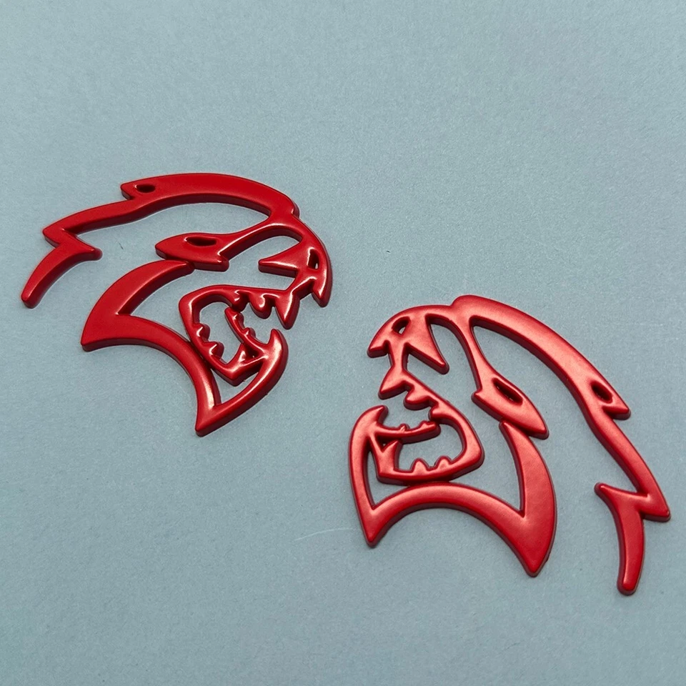 2x Zinc Alloy Hellcat Fender Side Emblems Badge 3D Decal For SRT Hellcat All Red Foto 2 de 4