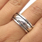 925 Sterling Silver Vintage Roped Band Ring Size 11