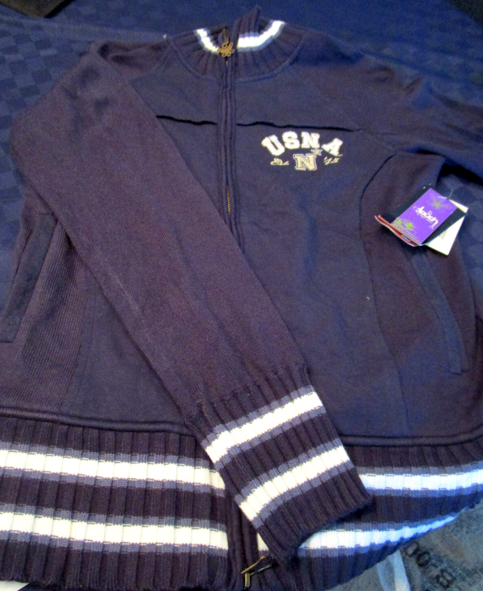 NWT USNA US NAVY NAVAL ACADEMY WOMENS ZIP CARDIGAN SWEATER JACKET