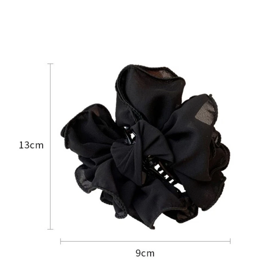Chiffon Ribbon Flower Rose Hair Clips Women  Hairpin Bow Grab Clip Hair Claw - Image 2 of 4