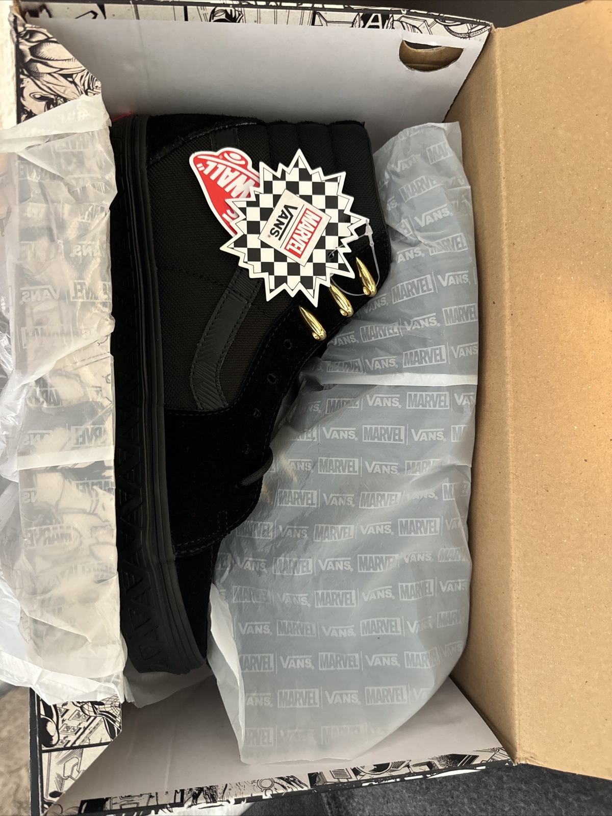 RARE! New, Never Worn Size 10.5 - VANS Sk8-Hi x Marvel Black Panther 2018 image 5
