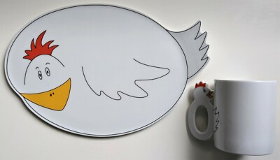 KAHLA Kinder Porzellan Essgruppe (Teller & Tasse) - Huhn - Made in Germany