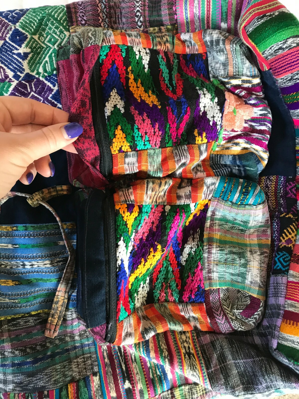 Patchwork Hippie Backpack - Colorful Unique Ecuad… - image 2