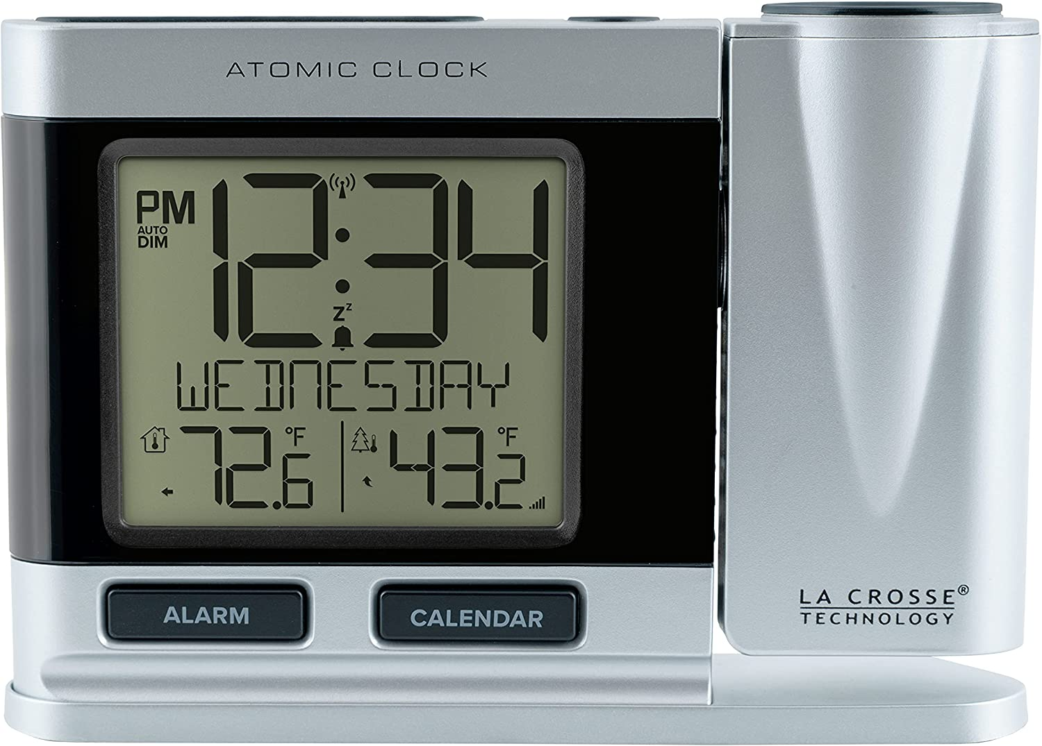 616-12667-INT Silver Atomic Projection Alarm Clock with Temperature-image