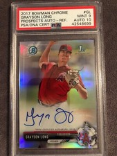 2017 Bowman Chrome 1st Grayson Long Prospect Auto Ref PSA/DNA 9/10💎POP 1 RARE