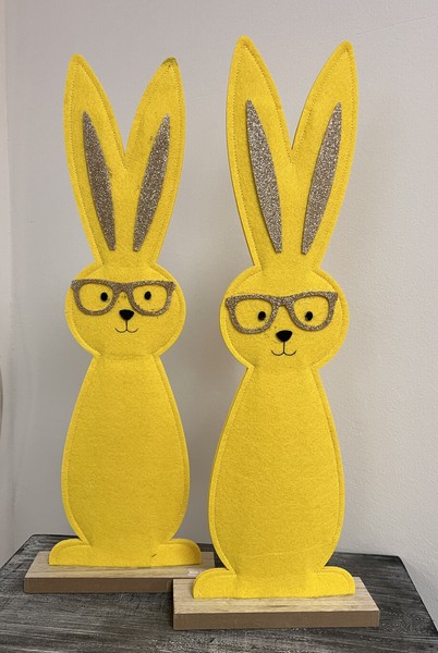 Hase*Osterhase*Filzhase*Filz*Ostern*Deko*Osterdeko*Gelb*Brille*Glitzer*2Er Set-image