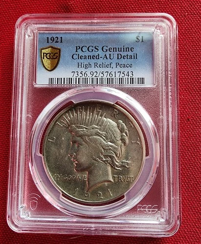 1921 High Relief Genuine Peace Silver Dollar AU Detail