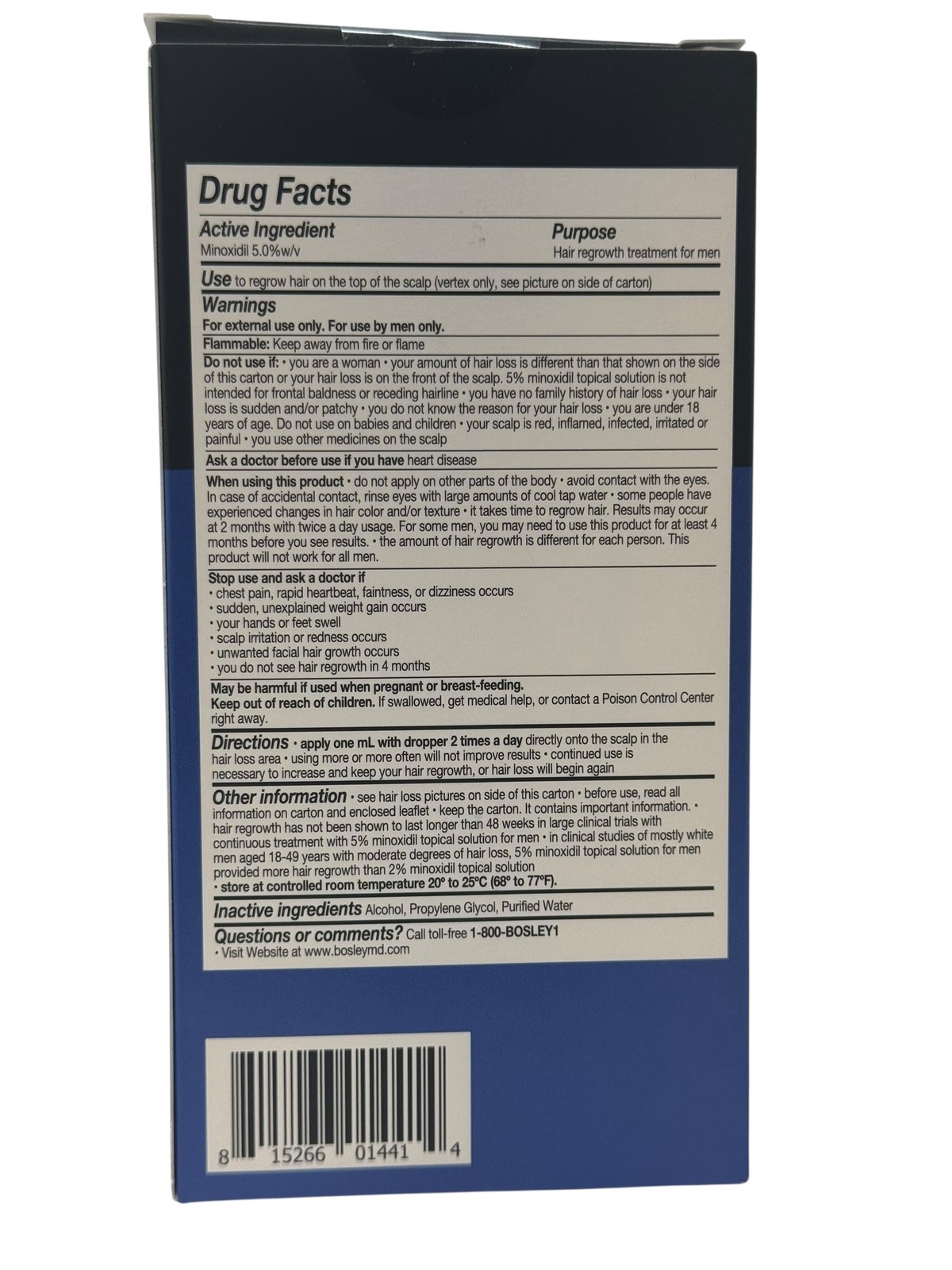 Bosley MAN 5% Minoxidil Topical Solution One Month Supply 2 Oz