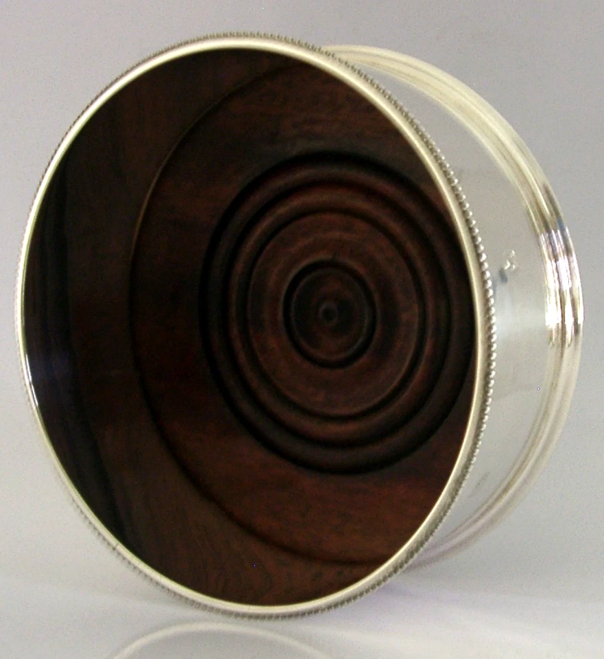 MINT LARGE STERLING SILVER CAMPAGNE WINE BOTTLE COASTER 1990 BARWARE 148g - Image 2 of 4