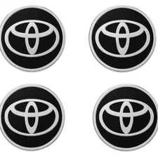 4 pcs Set of Toyota Wheel Center Hub Caps | 62mm I Black Logo Rim Covers