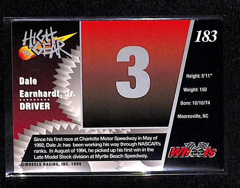 Dale Jr. Rookie - 1994 Wheels High Gear Day One Gold #183 - Dale Earnhardt Inc. - Image 2 of 2