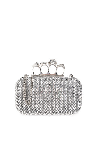 ALEXANDER MCQUEEN $4500 Silver Knuckle Clutch Bag & Authentic