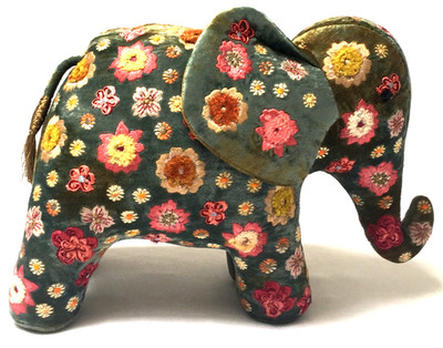 Anke Drechsel Elephant BEAUTY Shaded Lake Silk Velvet Embroidered Elefant Kissen