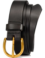 Womens Casual leather Jean Belt,1.1" Ladies Belt with Gold Buckle,100 Italian