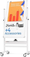 Rolling Dry Erase Board 24"x48" Mobile Double  Sided Magnetic Whiteboard Easel