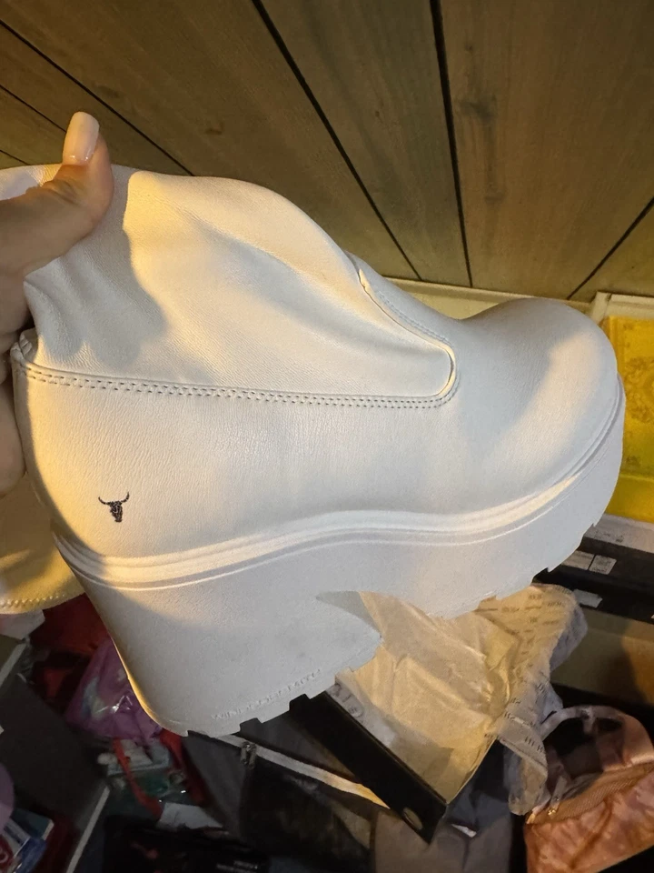 Bota Plataforma Elástica Blanca Talla 8 Windsor Smith Nueva Con Caja Mujer  Foto 2 de 4