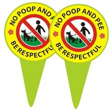 No Pooping Dog Signs 2 Pack - 11.8" x 5.9" Double Sided, UV Ink 13.8" x 7.9"