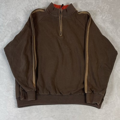 Faded Glory Men's Brown Quarter Zip Pullover Sweatshirt Size XL Mock Neck