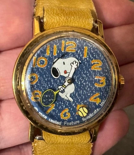 Vintage 1969 Timex Snoopy Tennis Mechanical Watch – Works, Rare & Playful