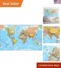 Laminated 46x80 Giant World Map - Write-On Surface for Interactive Learning