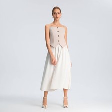 Women Twofer Midi A-Line Dress - A New Day Driftwood Gray M