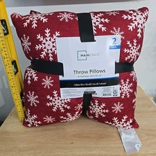 Mainstays Throw Pillows 18"x18" 2-Pack Decorative Sofa Bed Couch Cushion Holiday