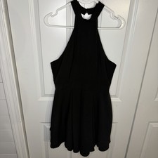 NWT Fashion Nova Size Large Halter Flare Hem Mini Skater Dress Black New Party