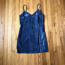Elodie NWOT Women's Blue Velvet Spaghetti Strap Mini Dress - Size XS