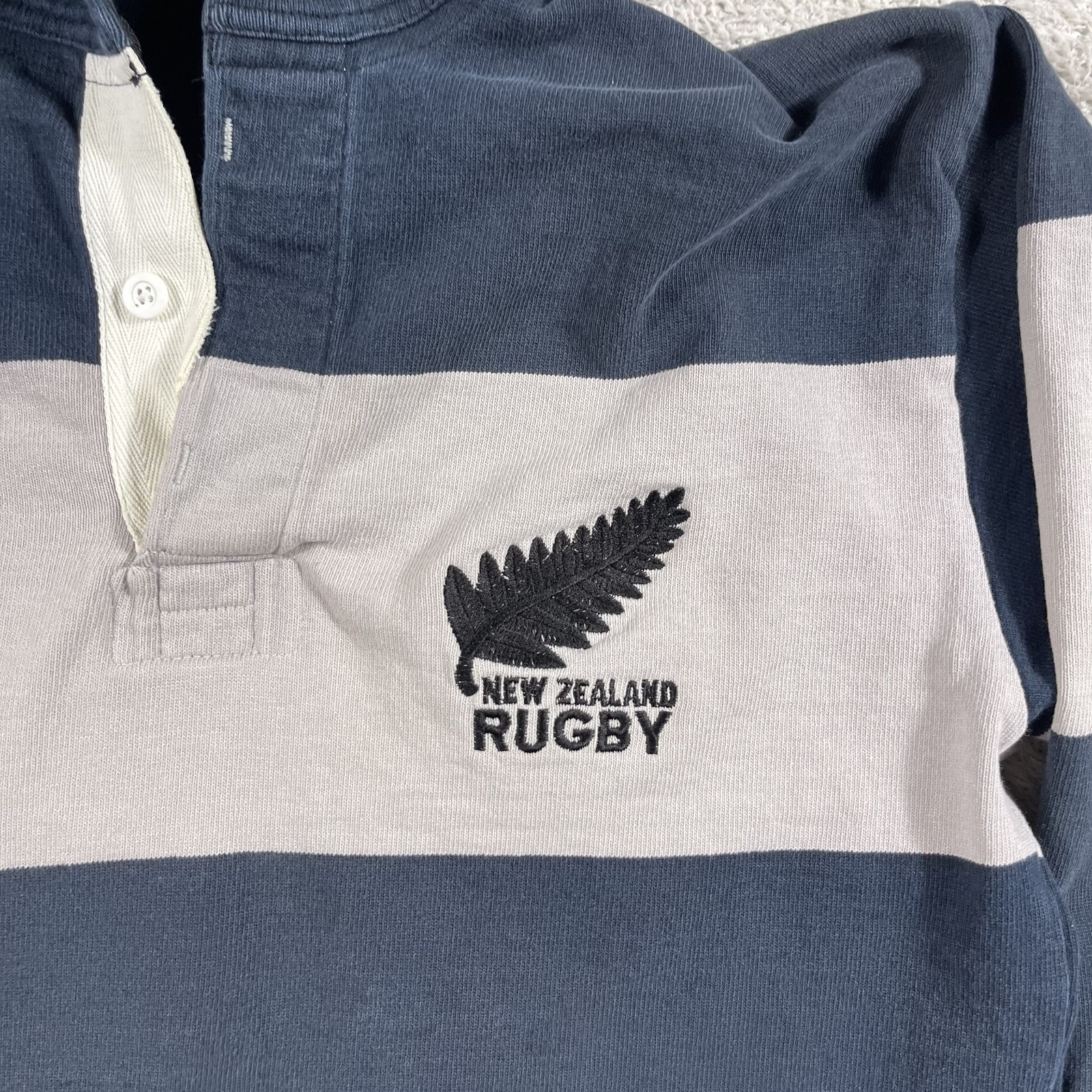 Vintage New Zealand Rugby Shirt Mens Large Striped Long Sleeve Hooded All Blacks