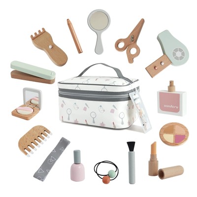 Wooden Makeup Toy Set Pretend Wood Beauty Salon Toys Wooden Makeup Kit for Gi...