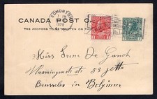 CANADA Edmonton Alberta 1926 Uprated Postal Card to Belgium