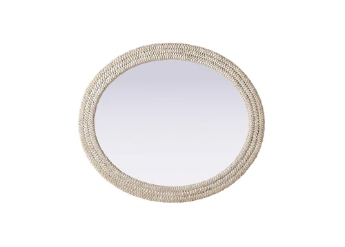 Elegant Decor Oval Cornhusk Mirror 36X42" Linen White - Picture 5 of 13