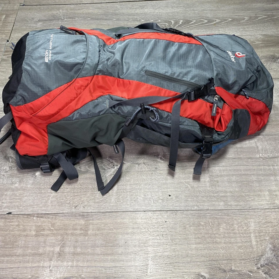 Deuter Futura Pro 40 EL Hiking Backpack Gray Red Aircomfort VariFlex Extra Long - Image 3 of 4