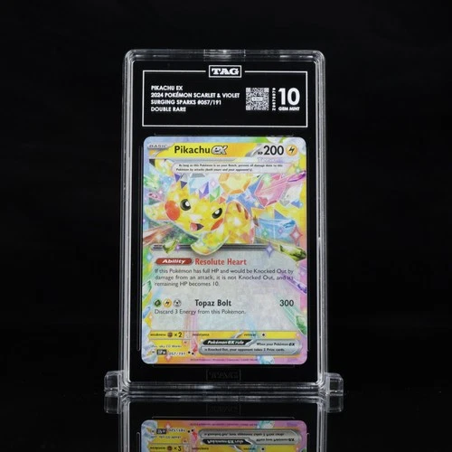 Pikachu ex 057/191 (sv08) Surging Sparks (English) Holo TAG Gem Mint 10