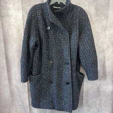 Vintage 80s Fairbrooke Saks Women's 4 Wool Tweed Double Breast Coat Made in USA