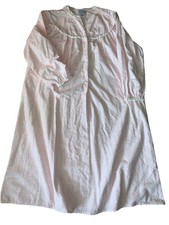 LANZ of Salzburg Retro Pink floral Flannel Prairie Nightgown Eyelet Sz L