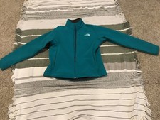 The North Face Womens L Soft Shell Apex Bionic Zip Up Green Blue Color Clean