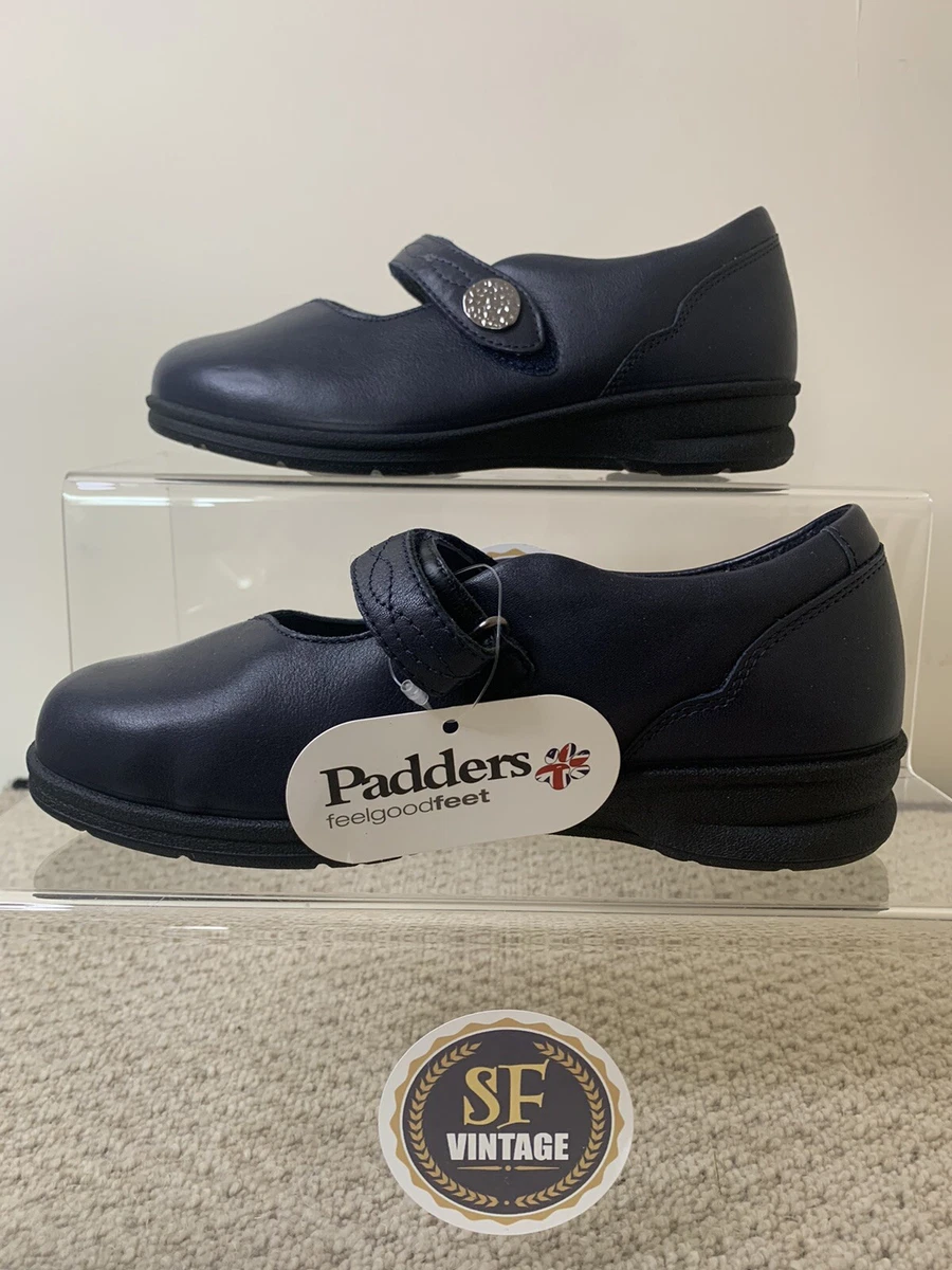 Padders Plus Shoes UK 4 BNWT Kay Ladies Navy Leather Wide Orthopaedic