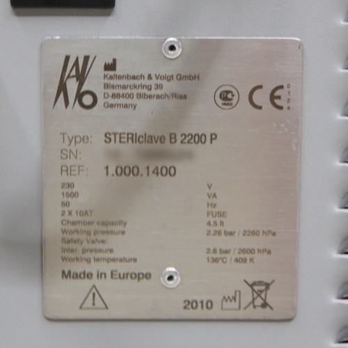 Kavo STERIclave B 2200 P Vakuum Autoklav gebraucht - Bild 12 von 12