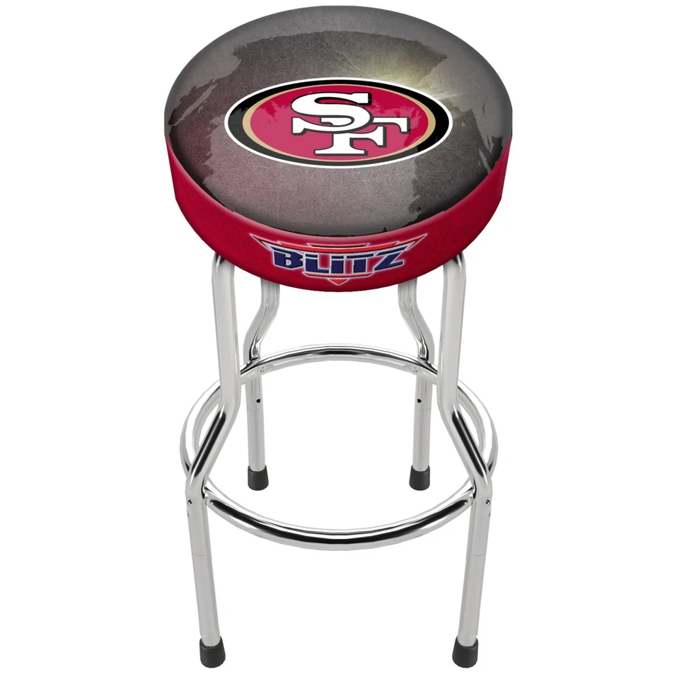 NFL Team Logo Bar Stool Adjustable Swivel Seat High Back Chair Blitz Football - Image 3 of 4