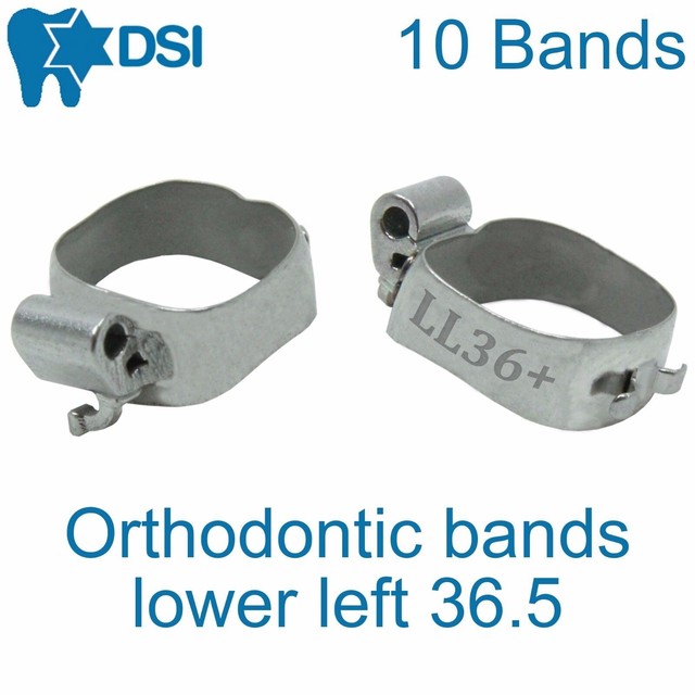 10 DSI Dental Orthodontic Molar Bands Double Buccal Tube Bracket Lower